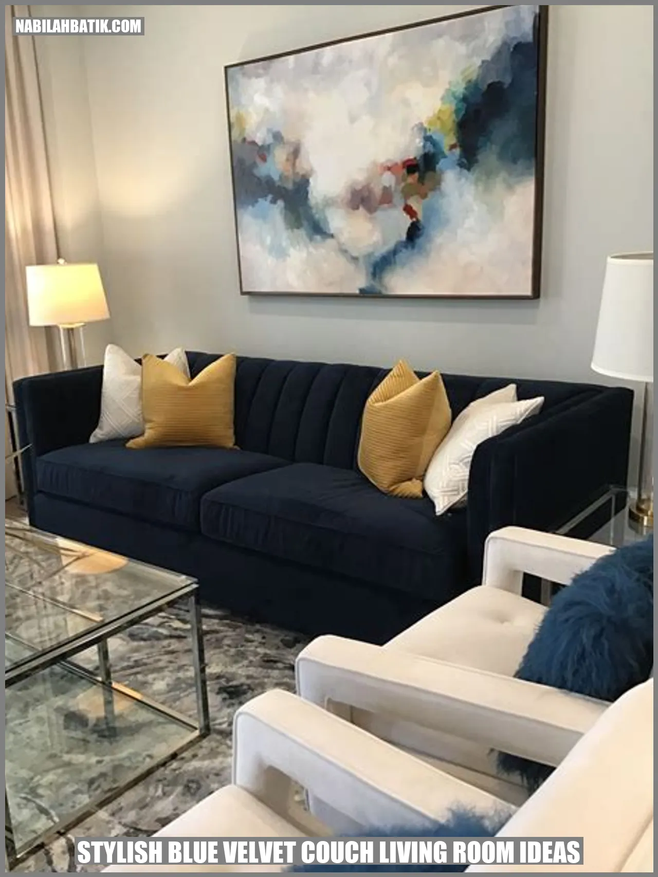 Blue Velvet Couch Living Room Ideas